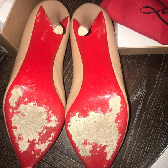 Louboutin beige heels: Apostrophy pump 100 NAPPA - Picture 5 of 6